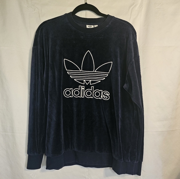 Adidas originals trefoil velour crewneck sweatshirt - Picture 2 of 8